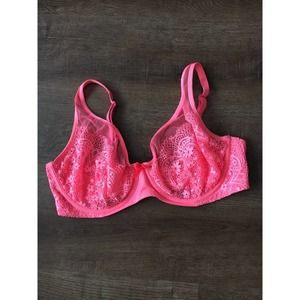 victoria secret body by victoria hot pink lace unlined demi bra 38DD